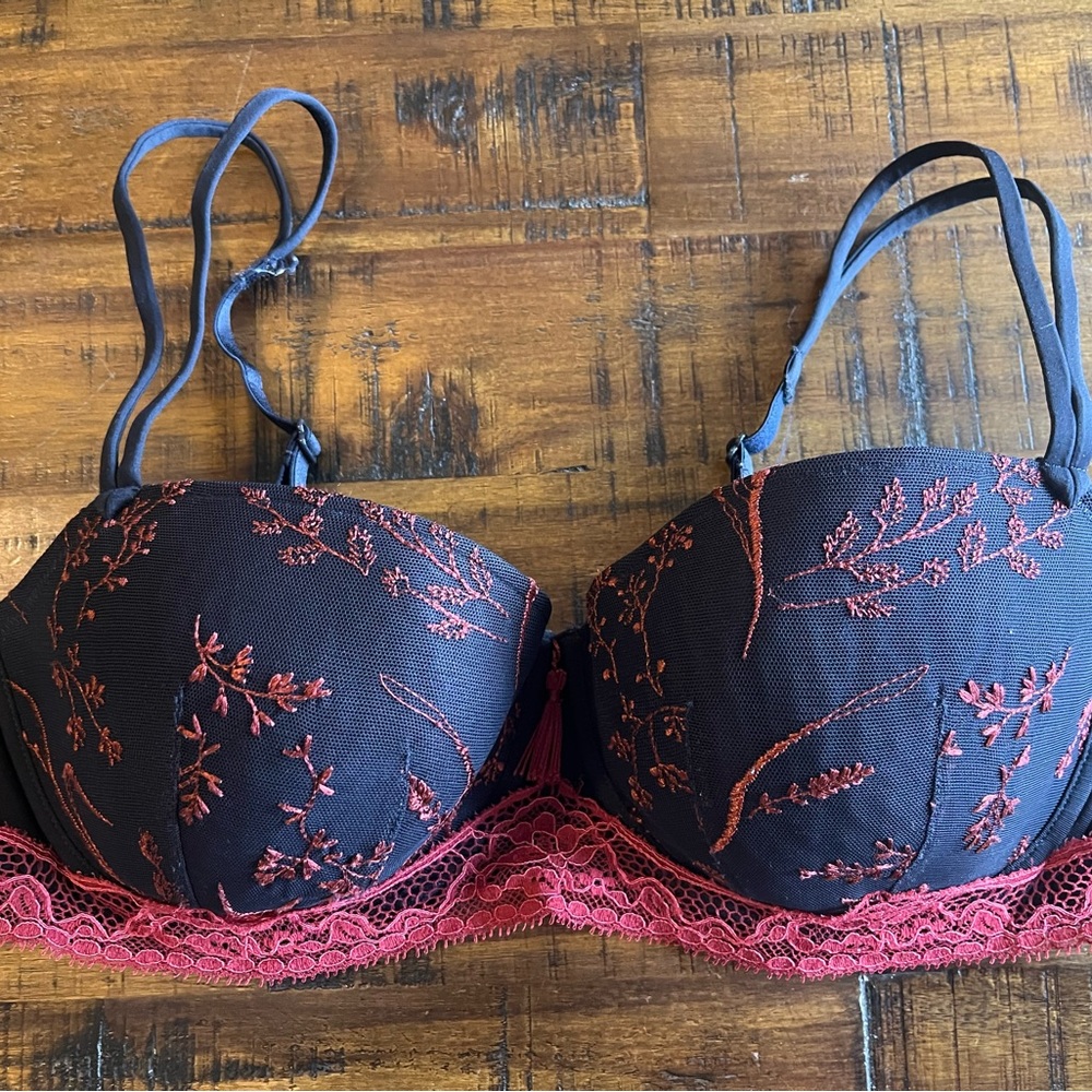 Black and Red Lace Bra